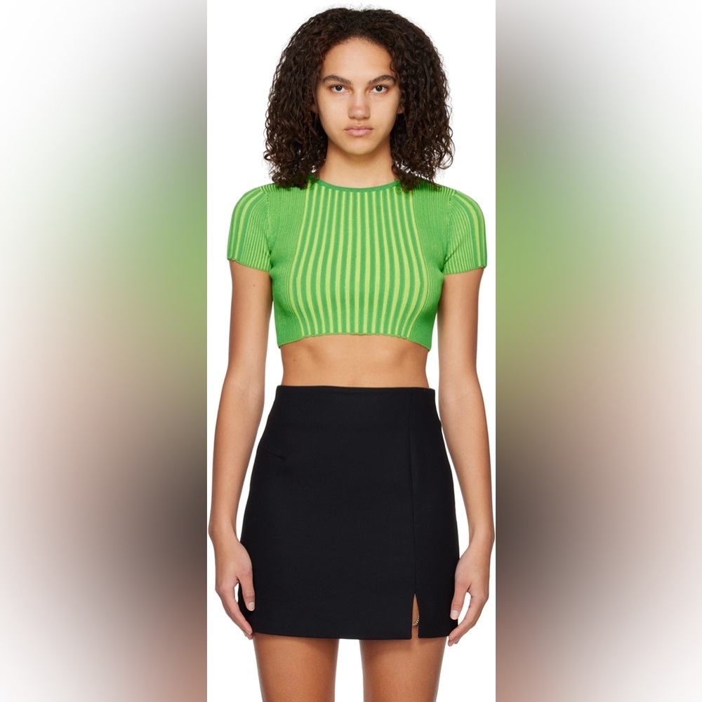 Simon Miller Lime Green Striped Crop Top